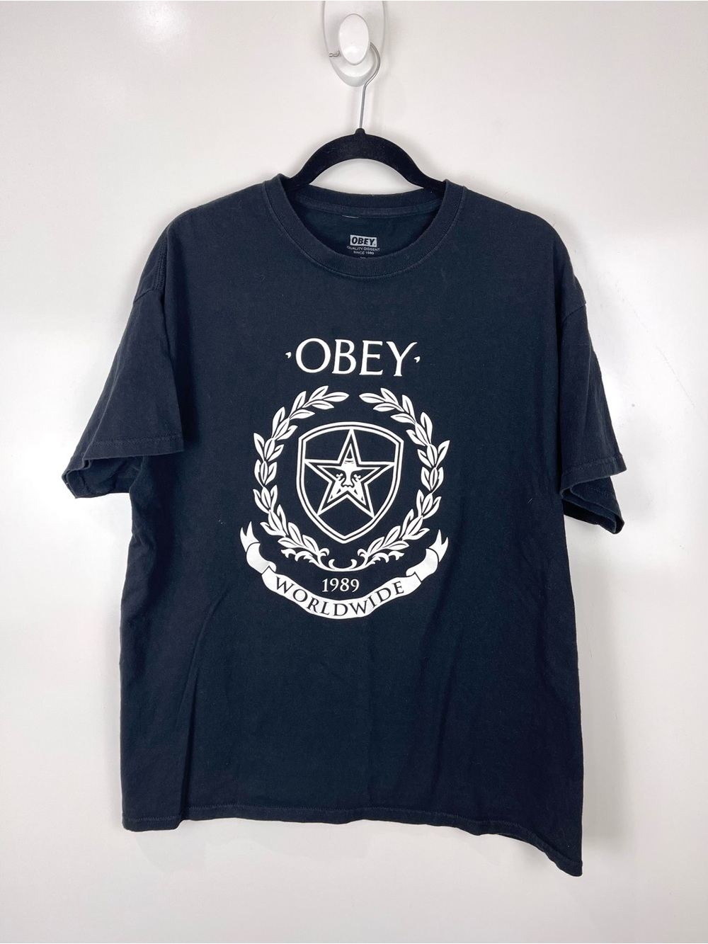 Obey Worldwide Graphic T-Shirt Men’s Size XL Black Short Sleeve Crewneck Tee